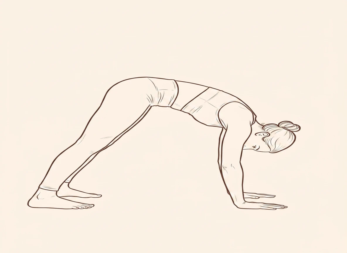 Animated ink drawing of Wide Legged Forward Bend