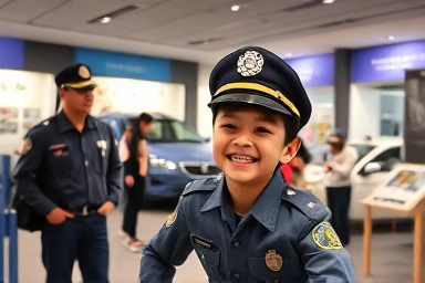 경찰박물관 내 어린이 제복 체험 및 전시 관람 모습