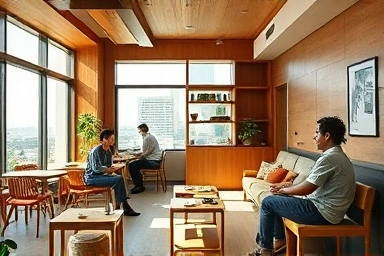 弘大ゲストハウスの共用ラウンジ