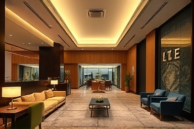 麻浦・孔徳エリアのモダンでおしゃれなホテルロビー