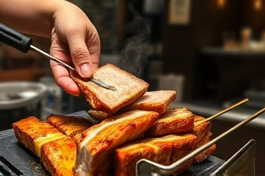 ジュージュー焼けるサムギョプサル（一人焼肉）