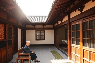 ソウル北村の韓屋ステイ、伝統とモダンが調和した室内、静かで落ち着いた雰囲気