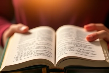 따뜻한 빛이 비추는 성경 책