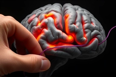 Brain scan with therapy metaphors, illustrating anger management