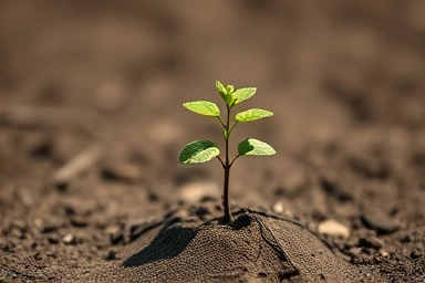 Fragile plant in barren soil symbolizing health impacted by eating disorder.