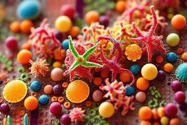 Healthy gut microbiome, balanced ecosystem of beneficial bacteria.