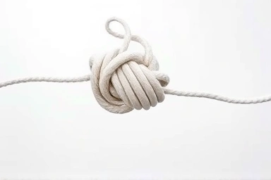 Tangled knot unraveling into a clear thread, symbolizing anxiety relief.