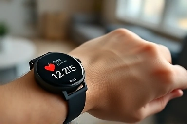 Smartwatch showing blood pressure and heart rate fluctuations