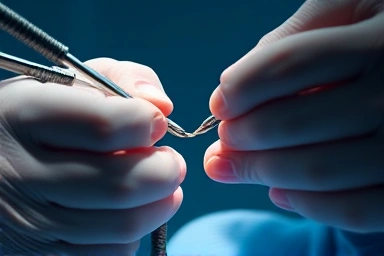 Neurosurgeon performing precise endovascular procedure