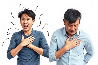 Person experiencing chest pain, differentiating panic from heart issues.