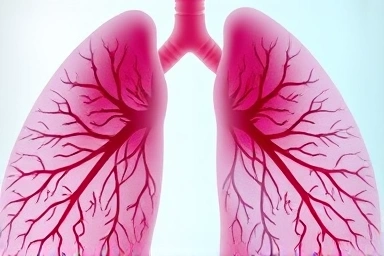 Abstract representation of early lung disease signs on X-ray.