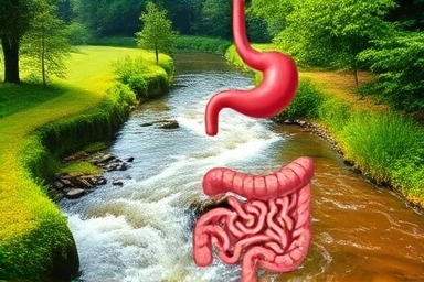 Symbolic representation of digestive health and healing.