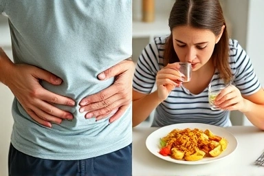 Discomfort vs. healthy relief from colon issues.