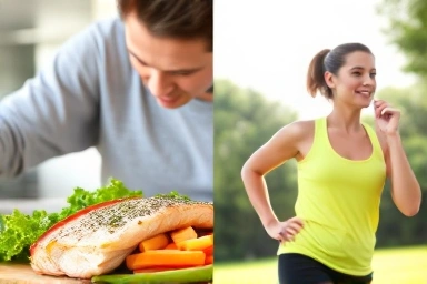 Healthy lifestyle choices: balanced diet and regular exercise for heart health.