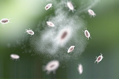 Symbolic steam cleaning eliminating microscopic dust mites.