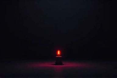 Subtle red warning light in abstract dim space.