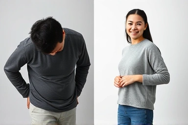 Before and after of posture and well-being improvement.