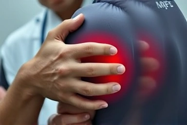 Symbolic representation of gout pain and medical advice.