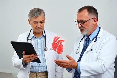 Doctor patient consultation, heart health explanation, medical clarity