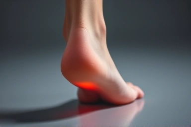 Foot pain warning signal, glowing heel