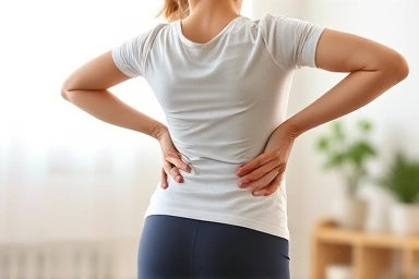 Gentle back stretch for herniated disc pain relief at home.