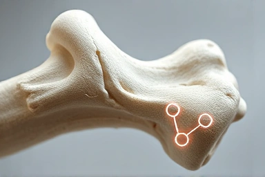 Microscopic view of healthy bone structure, calcium and vitamin D.