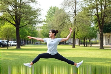 Safe exercise for hypertension patients in a peaceful park.