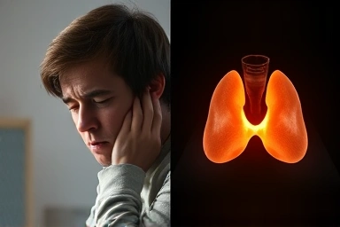 Hypothyroidism and depression connection, subtle visual metaphor.