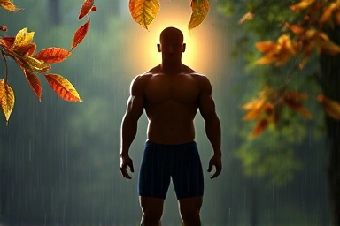 Person with inner strength and protection against seasonal challenges.