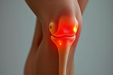 Healthy knee joint with soft light, symbolizing healing.