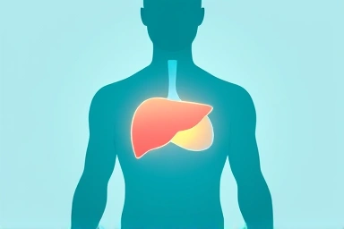 Silhouette of person with glowing healthy liver