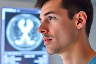 Person contemplating medical scan, hope for early detection