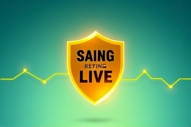 Symbol of golden timeline protected by shield, early detection metaphor