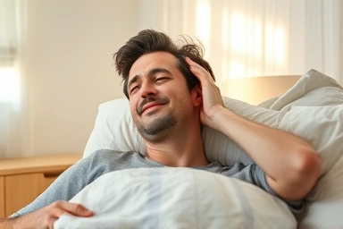 Person waking up with neck pain