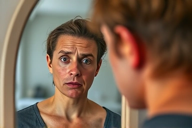 Person reflecting on health and nutrient imbalance symptoms.