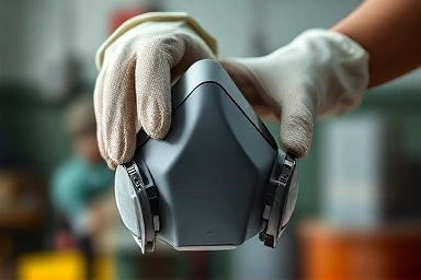 Worker wearing protective gear against occupational hazards.
