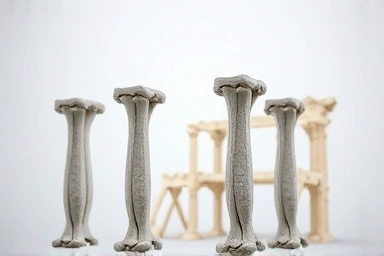 Symbolic image of strong bones versus fragile bones, illustrating bone health.