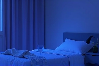 Calm bedroom scene symbolizing peaceful sleep.