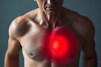 Person in distress with chest pain, breathing difficulty
