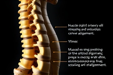 Symbolic representation of spinal straightening and scoliosis improvement.