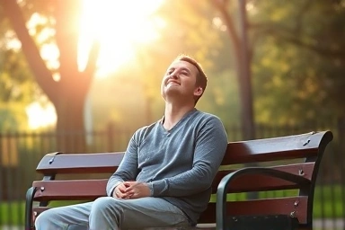 Person finding peace and self-acceptance in nature.