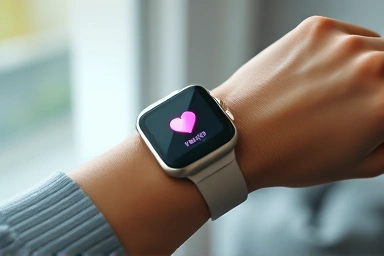 Smartwatch displaying health data on wrist