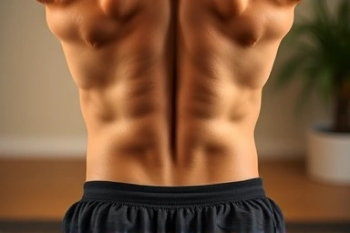 Close-up of back exercise for spinal stability.