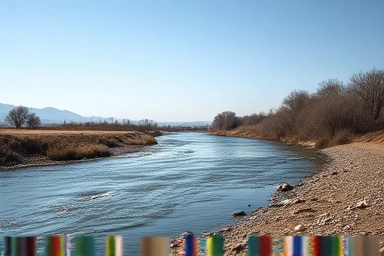 Person calmly observing a flowing river, letting thoughts pass.