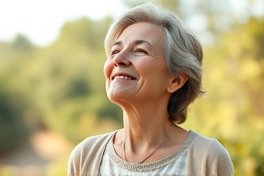 Woman enjoying nature, symbolizing post-thyroid cancer recovery and well-being.
