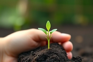 Healthy plant sprout symbolizing growth and recovery after medical treatment.