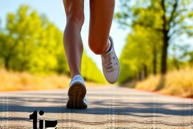 Person running on a scenic path, symbolizing exercise and health.
