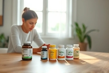 Person choosing natural supplements for digestive health.
