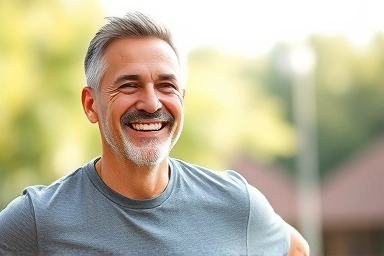 Energetic and healthy middle-aged man enjoying life.