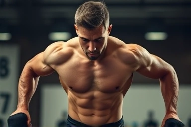 Athlete protected by BCAA shield during intense workout
